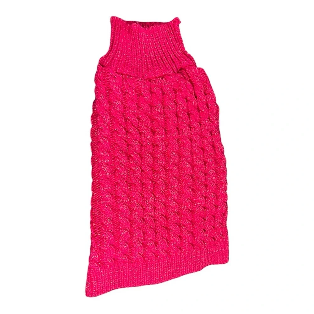Bright Pink Cable Knit Dog Sweater - Kyeese Brand